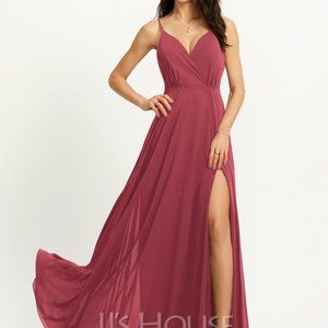 JJ's House A-Line V-neck Floor-Length Chiffon Bridesmaid Dress